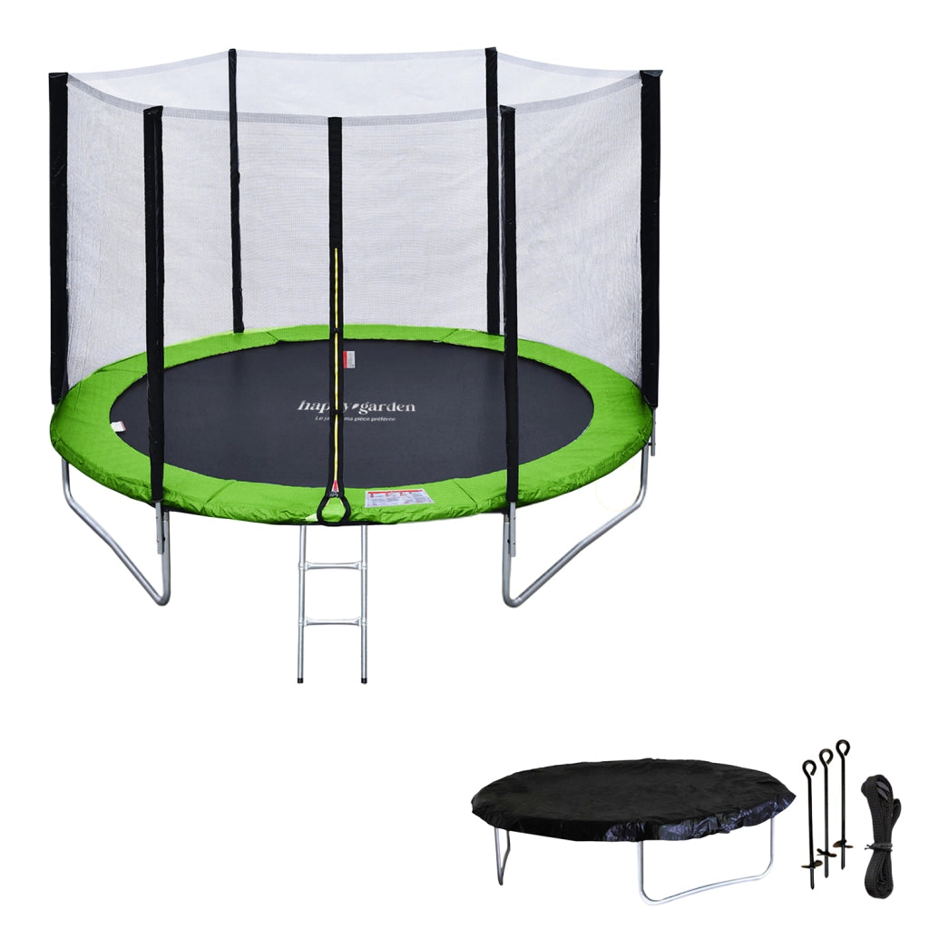 Premium Pack Trampolino 180 cm reversibile blu/verde CAIRNS + rete, scala, copertura e kit di ancoraggio