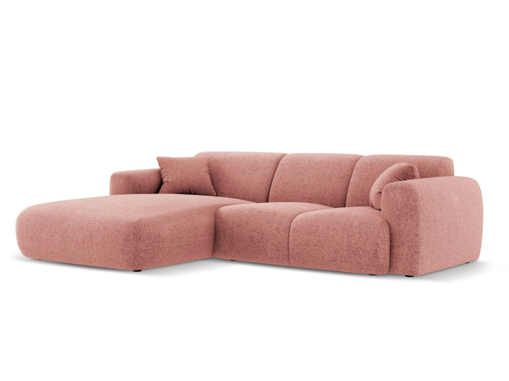 Cosmopolitan Design - Divano angolare sinistro "Nolio" 4 posti in ciniglia rosa 