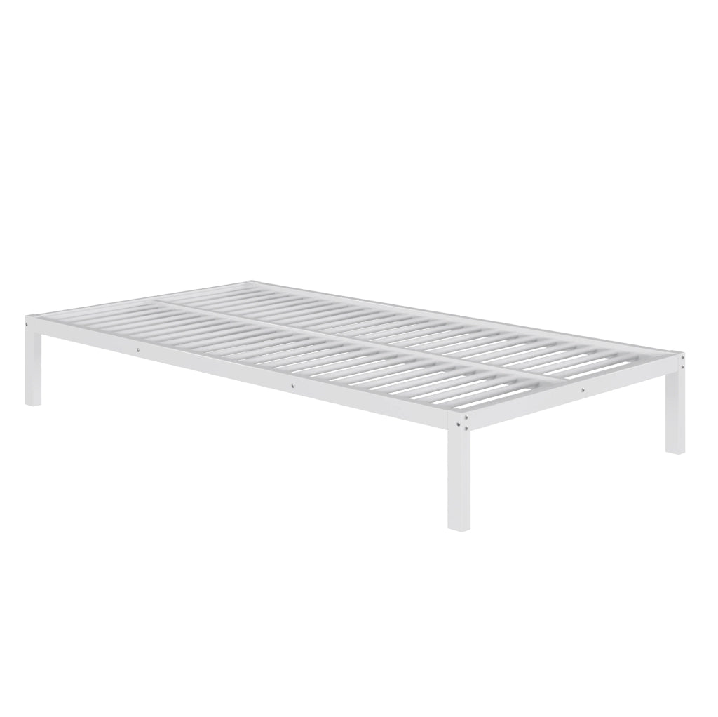 Letto a soppalco 90x200 cm con scrivania; 4 ripiani e vano abiti; MDF e metallo; bianco