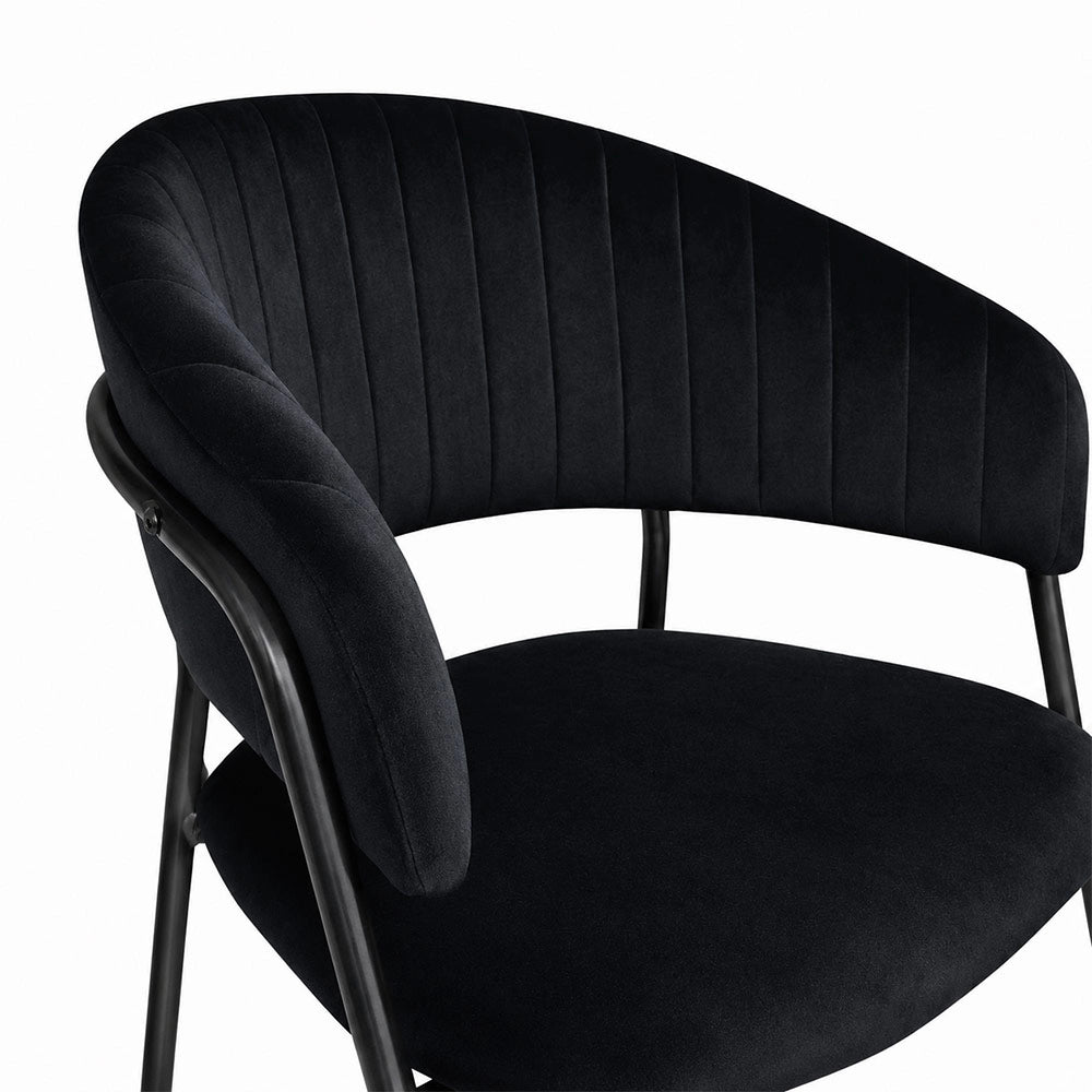 Sedie da sala da pranzo set da 2 Aurelia in velluto nero con gambe nere