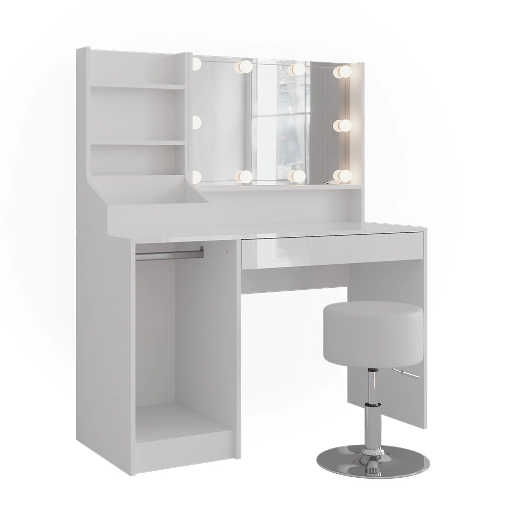 Vicco Tavolo da toeletta Bianco/bianco lucido 119.8 cm 5 parti