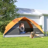 Tenda da Campeggio per 3 Persone Impermeabile con Tasche, Gancio per Lanterna e Borsa di Trasporto, Arancione