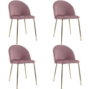 Marvin Sedia in Velluto e Oro Oslo da Sala Pranzo Con Gambe Metallo Dorate Seduta Imbottita Sedie Poltronci Rosa/4 Sedie