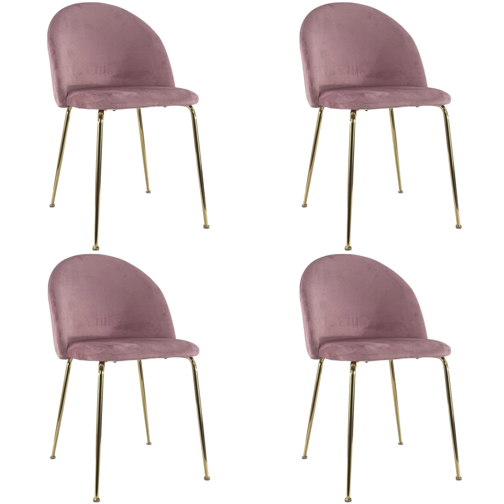 Marvin Sedia in Velluto e Oro Oslo da Sala Pranzo Con Gambe Metallo Dorate Seduta Imbottita Sedie Poltronci Rosa/4 Sedie