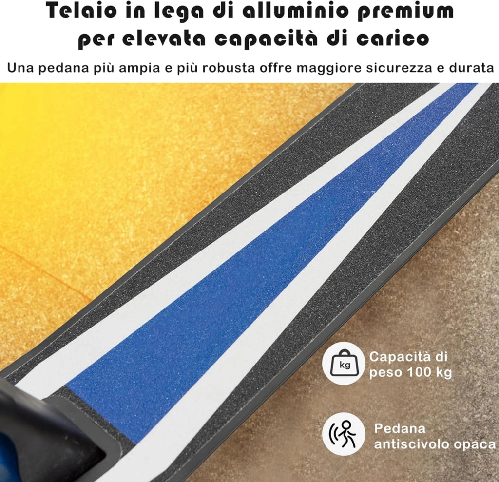 Scooter Monopattino Altezza Regolabile, Ruote Luminose, per Bambini e Adulti, Capacità di Carico 100kg, Alluminio, 10+ Anni