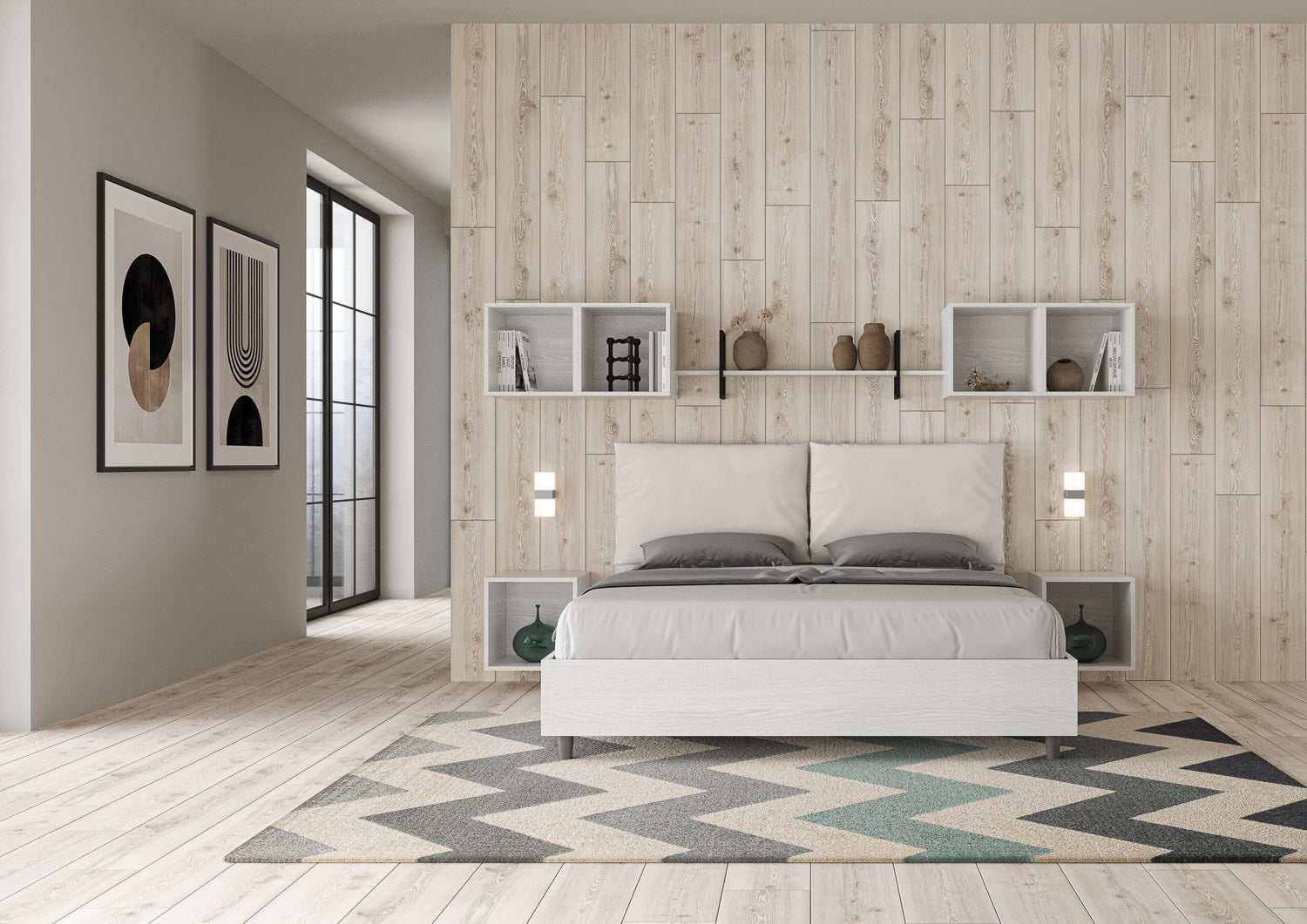 Letto Matrimoniale 160x190 cm Senza Rete Antea Egos Bianco