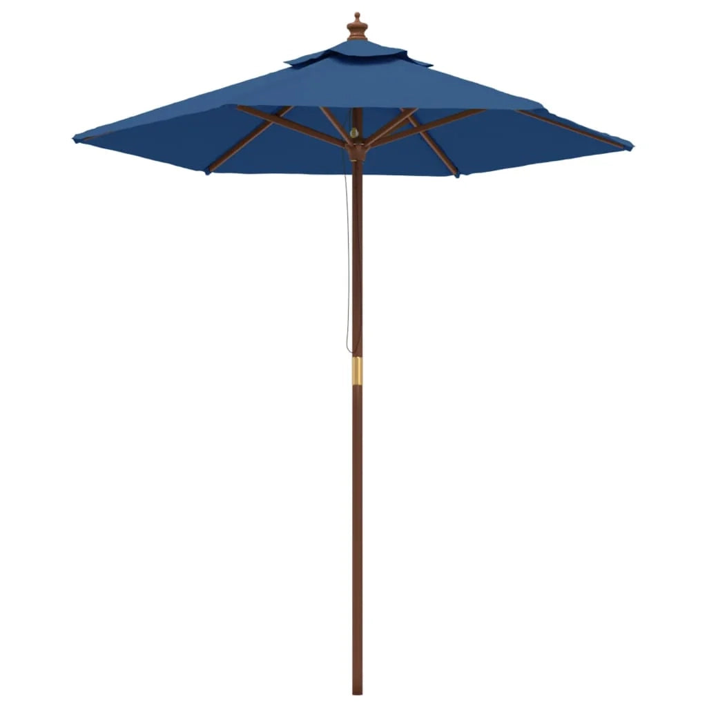 Ombrellone da giardino con palo in legno 196 x 231 cm blu 02_0008337