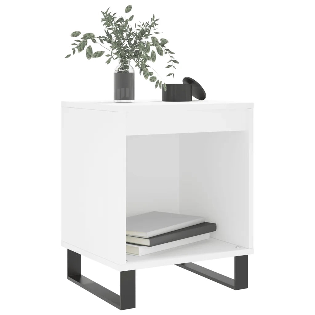 Set di 2 Comodini | Armadio da Notte | Mobiletto da notte Bianchi 40x35x50 cm in Legno Multistrato