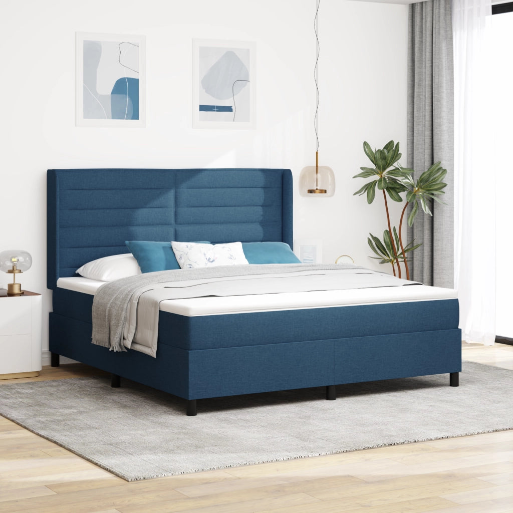 Letto a Rete con Materasso Blu 180x200 cm Tessuto