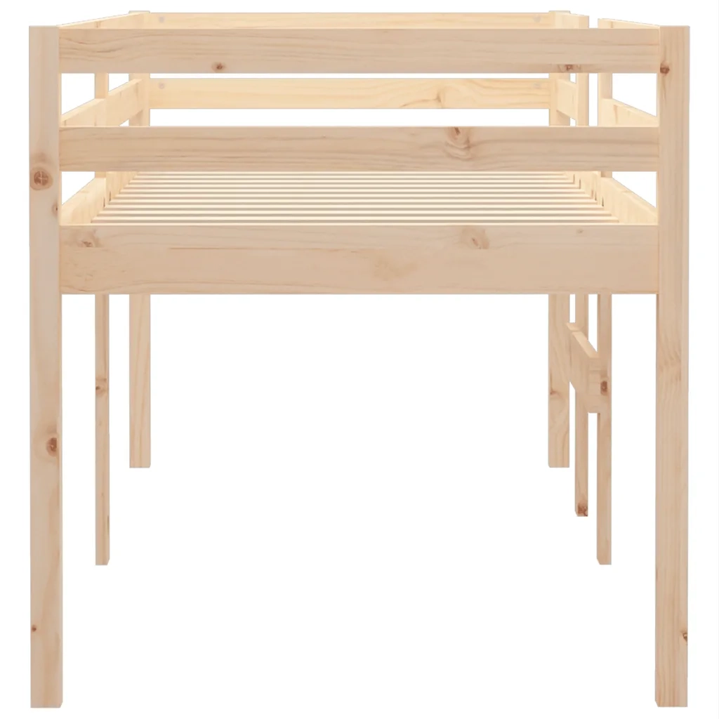Letto a Soppalco 90x200 cm in Legno Massello di Pino