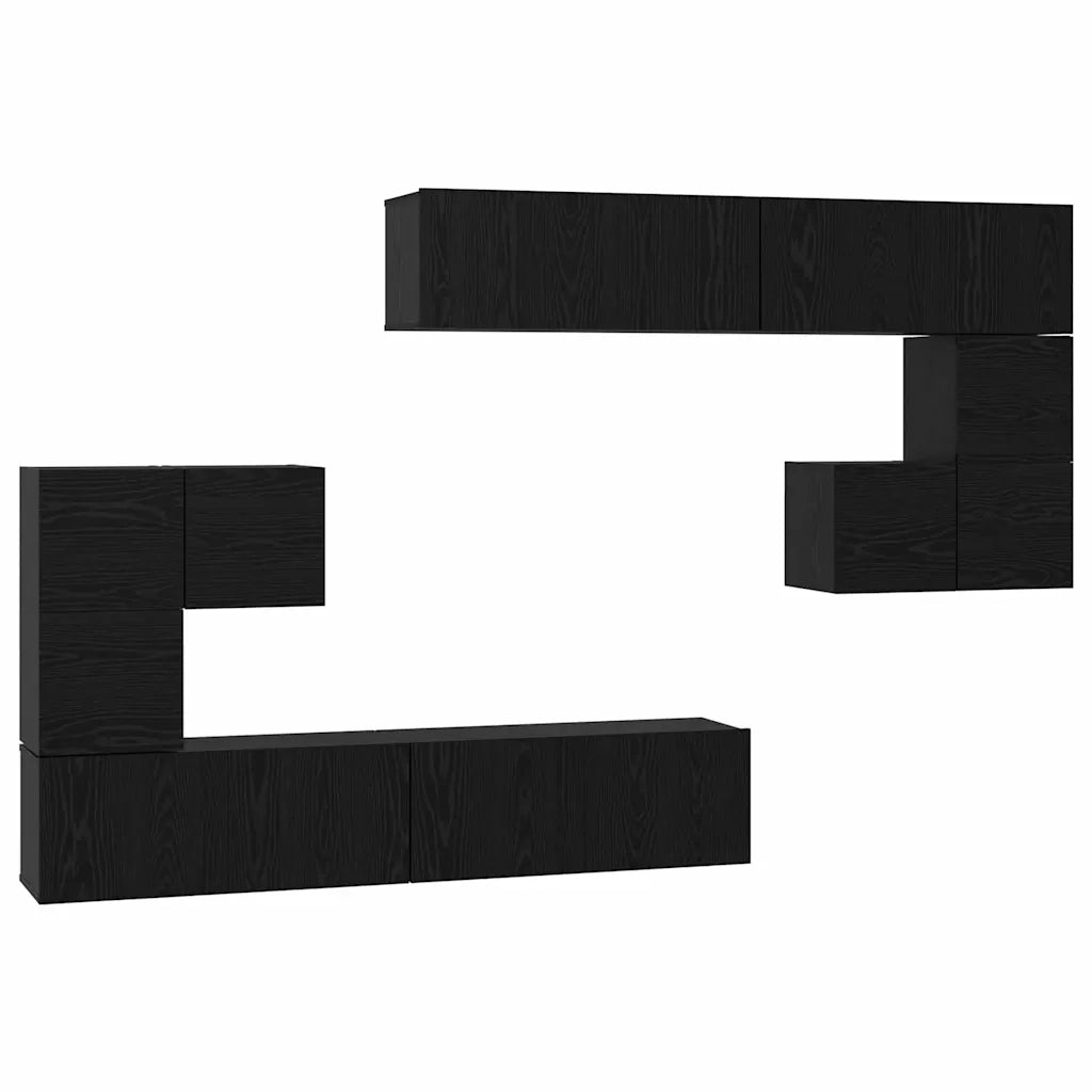 Unità TV Montaggio a parete 4 pcs Rovere Nero Legno multistrato 3393493