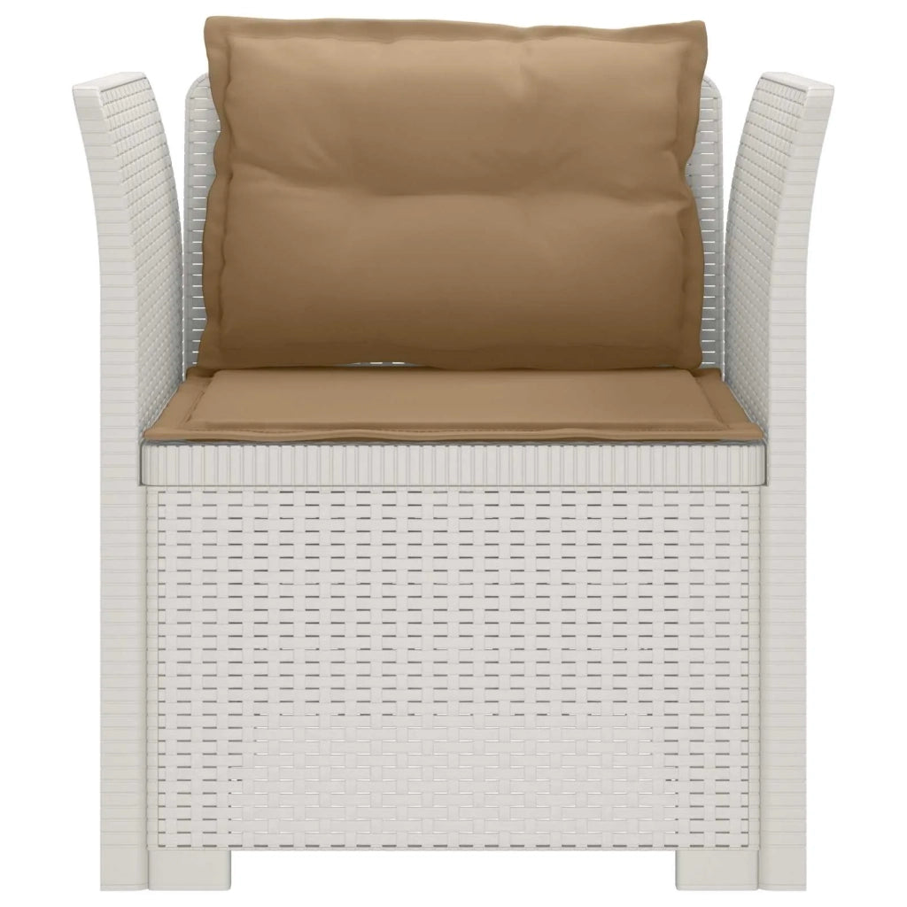 Sedia da giardino-Poltrona a 1 Posto con Cuscini Aspetto Rattan PP Bianco 626405