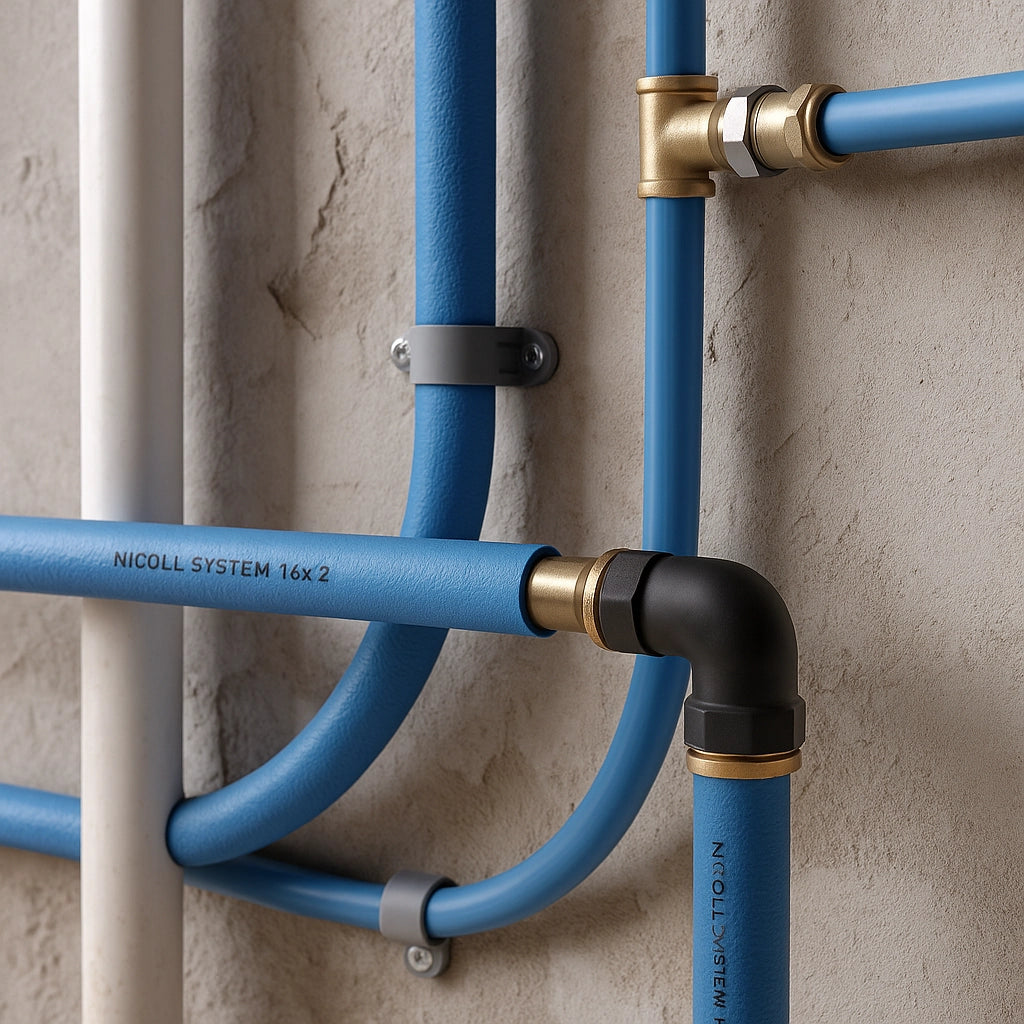 Tubo multistrato NICOLL SYSTEM 16x2 coibentato blu, rotolo 25 m per acqua fredda