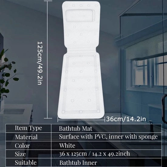 Tappeto Antislip 125x36cm per Bagno - Tappeto per Bagno - Tappetino per Spa - Cuscino per Tutto il Corpo - Zavorrini - Resistenente agli Impatti