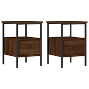 Set di 2 Comodini | Armadio da Notte | Mobiletto da notte Rovere Marrone 34x36x50 cm in Legno Multistrato