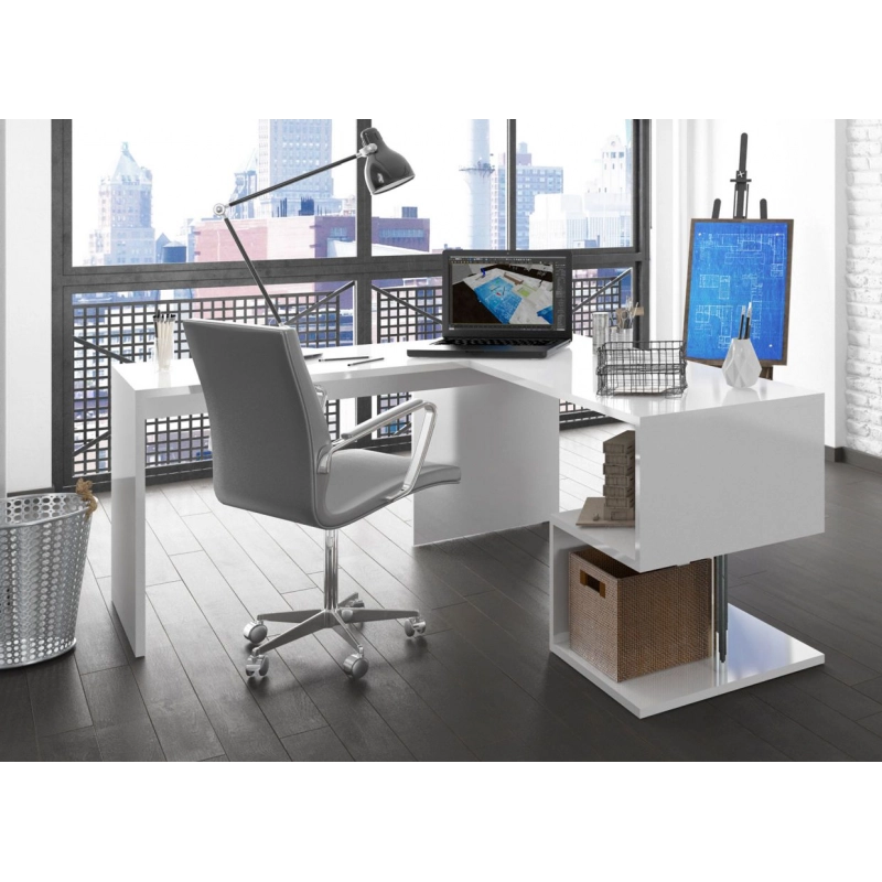 Scrivania Esse Angolare – 160x77,5x60 – Bianco Lucido