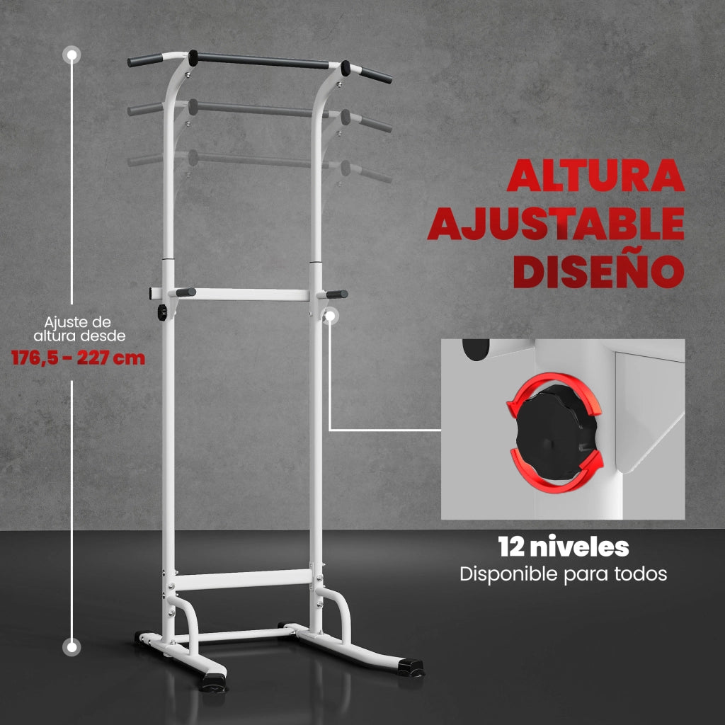 Barra per Trazioni Altezza Regolabile ¨C Xylo ¨C Stazione Dip Allenamento Forza Casa Bianco