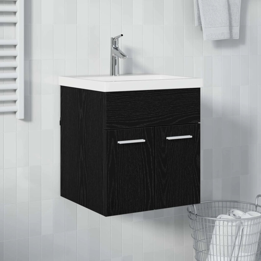 Armadio sottolavello con porta Rovere Nero 41 x 38,5 x 46 cm