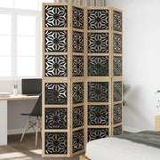 Divisorio Ambienti | Divider per stanze | Paravento 4 Pannelli Marrone e Nero Massello Paulownia