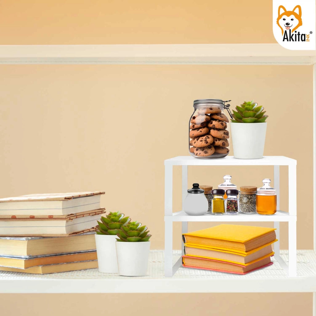 Akitaink Set 2 Scaffali Portaspezie Grandi Metallo Bianco