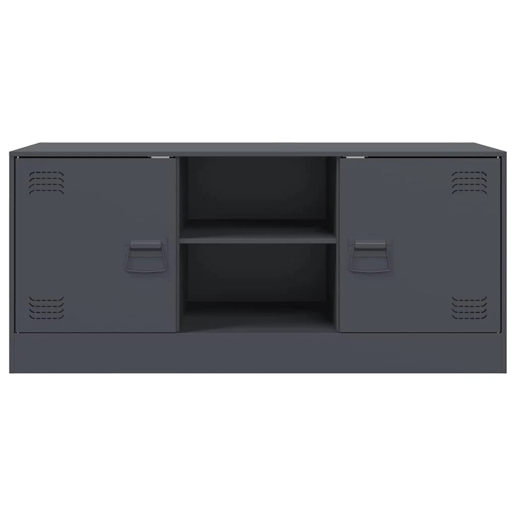 Mobile TV multimediale scaffale TV credenza TV adatto per sala da pranzo soggiorno camera da letto antracite 99 x 39 x 44 cm acciaio antracite 02_0026410