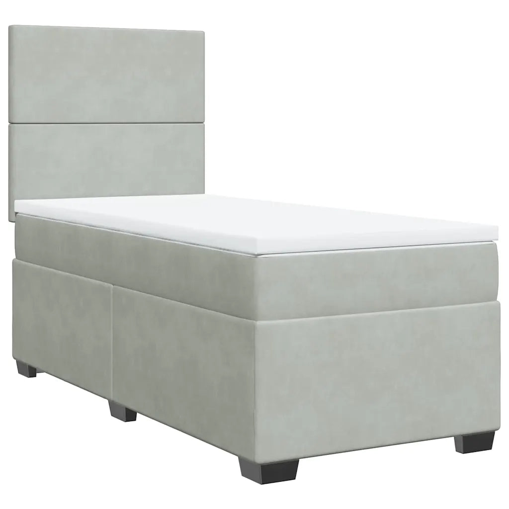 Giroletto a Molle con Materasso Grigio Chiaro 100x200cm Velluto