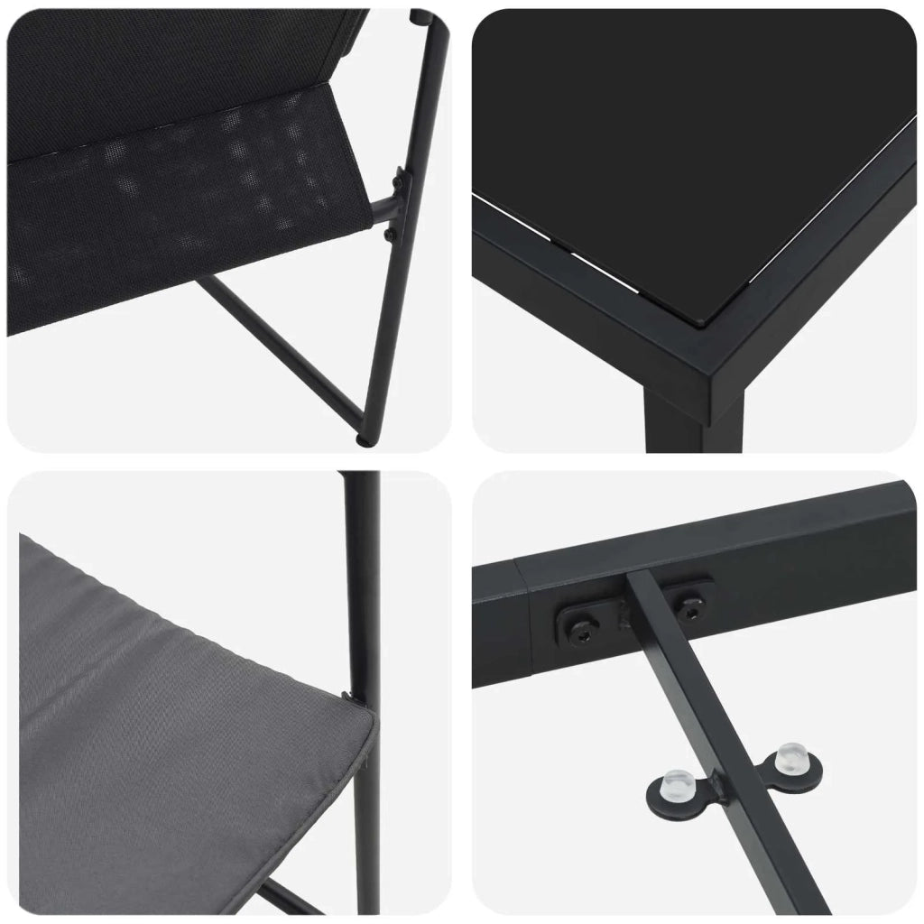 Set da Pranzo per Giardino 9 pz Nero e antracite 3448906