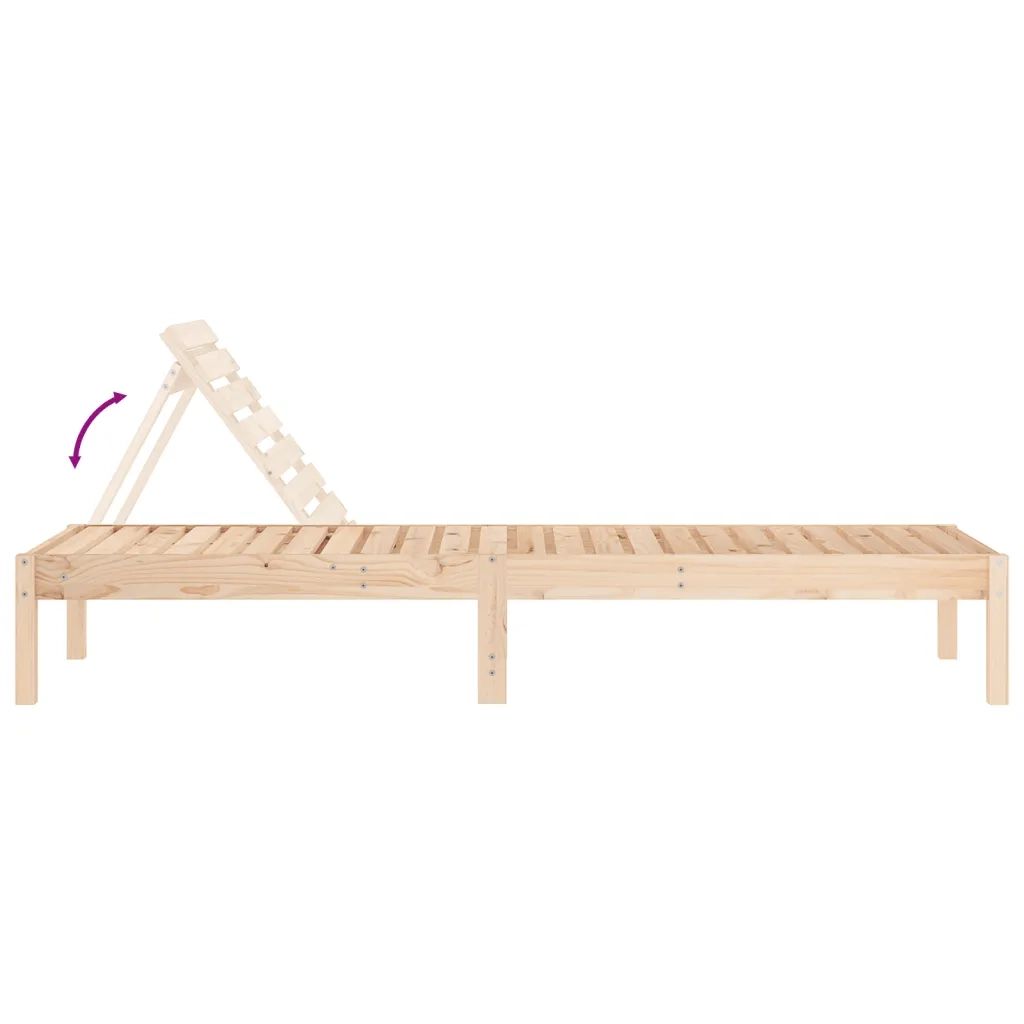 Lettino Prendisole 199,5x60x74 cm in Legno Massello di Pino