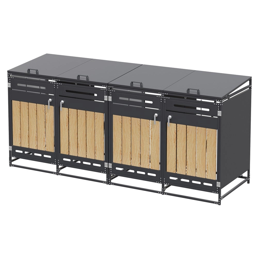 Box Cassonetti 4 Pezzi con Coperchio Idraulico ¨C Xylo ¨C Effetto Legno, Metallo, con Serratura