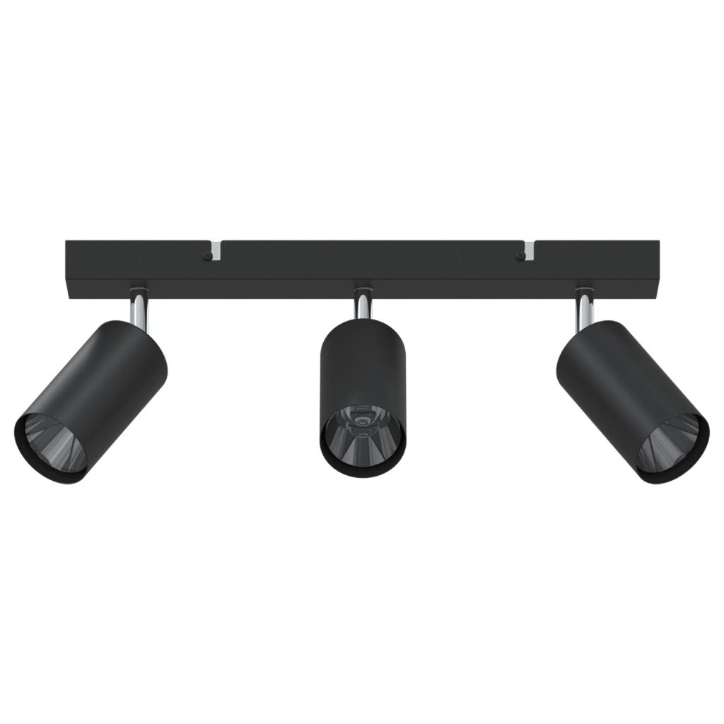 Faretto da soffitto 3 vie regolabile nero GU10 di