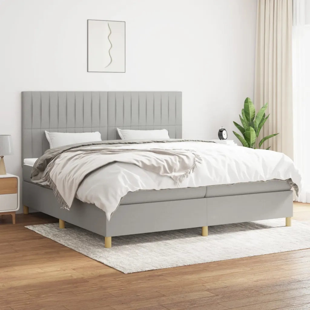 Giroletto a Molle con Materasso Grigio Chiaro 200x200cm Tessuto