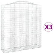 Cestini gabbioni recinzione a gabbia muro di contenimento ad arco 3 pezzi 200 x 50 x 220/240 cm ferro zincato argento 02_0040754