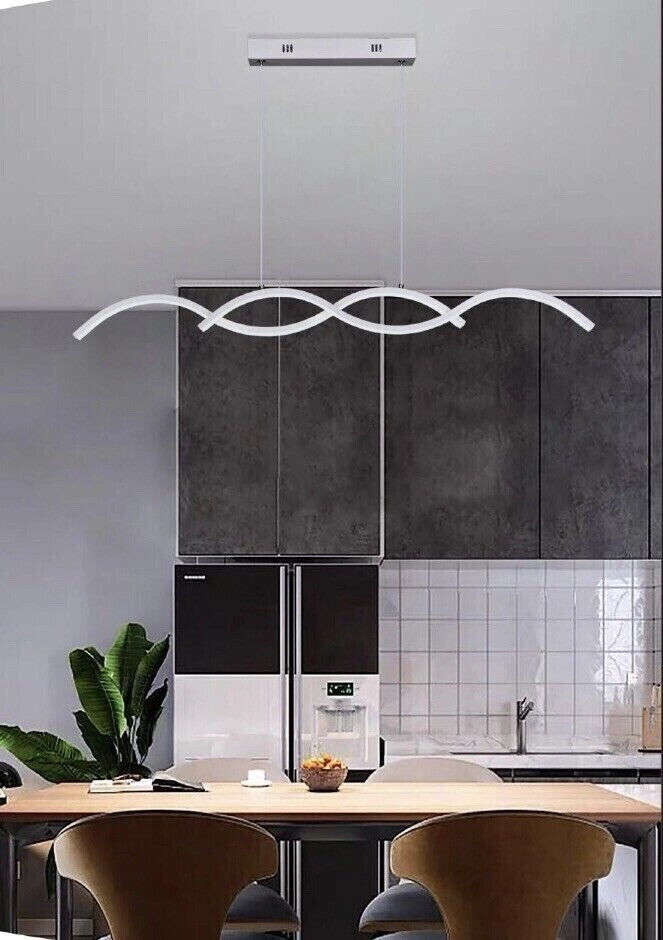 Lampadario Led a Sospensione da soffitto illuminazione Design Moderno 25w twist Bianca Fredda 6500k Silver
