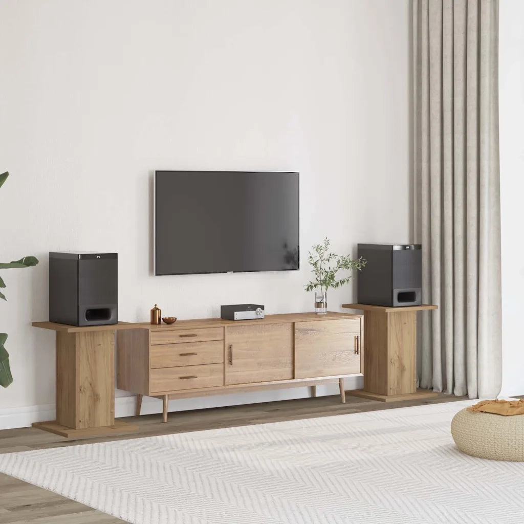 Supporti Altoparlanti 2 pz Rovere 30x30x40 cm in Multistrato 852653
