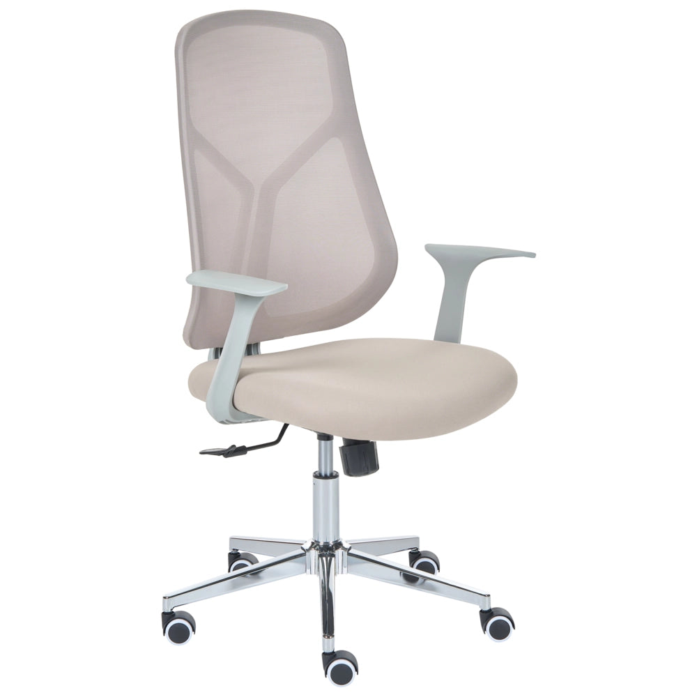Sedia da ufficio beige con rivestimento in rete, base girevole, altezza regolabile, braccioli, per ufficio domestico, stile moderno
