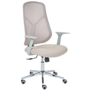 Sedia da ufficio beige con rivestimento in rete, base girevole, altezza regolabile, braccioli, per ufficio domestico, stile moderno
