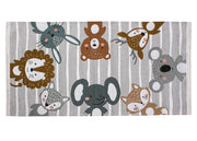 Tappeto Arredo e Gioco Antiscivolo Per Cameretta Bambini Disegno Animalii - 115x175 - Grigio Perla