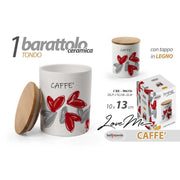 Barattolo da Cucina in Ceramica con Tappo in Bamboo Caffè 13 x 10 cm