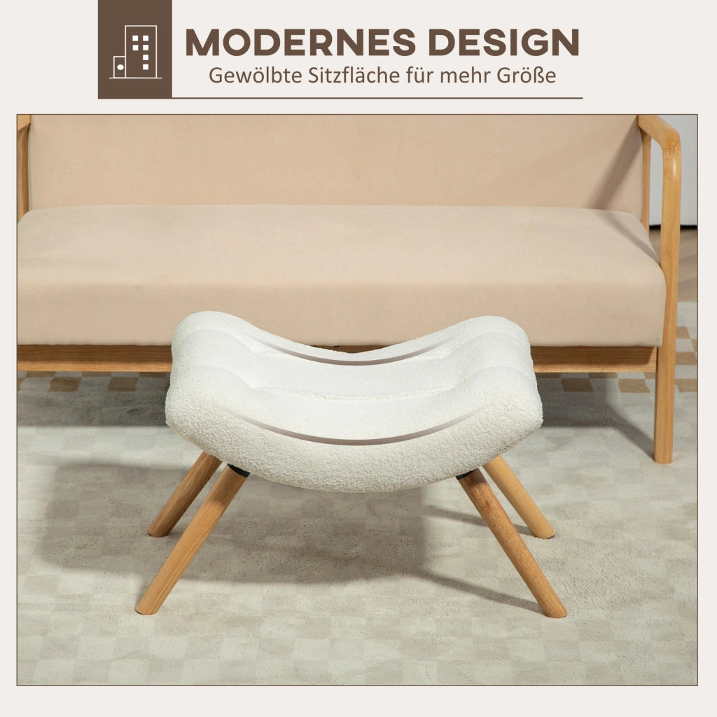 Pouf imbottito con rivestimento in tessuto e gambe in legno ¨C Zephmum ¨C Cremewei?