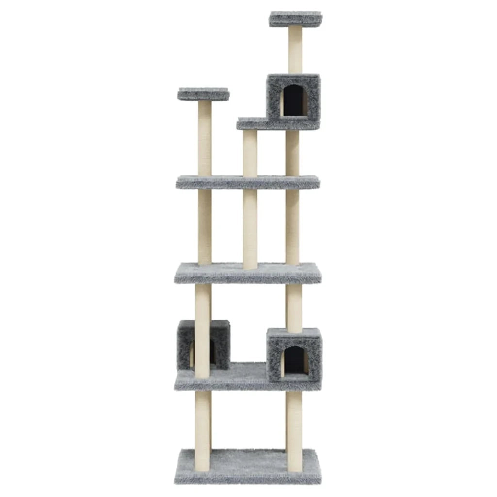 Tiragraffi per gatti torre per arrampicata giocattolo piattaforma per arrampicata con tiragraffi in sisal leggero 188 cm grigio 02_0022598