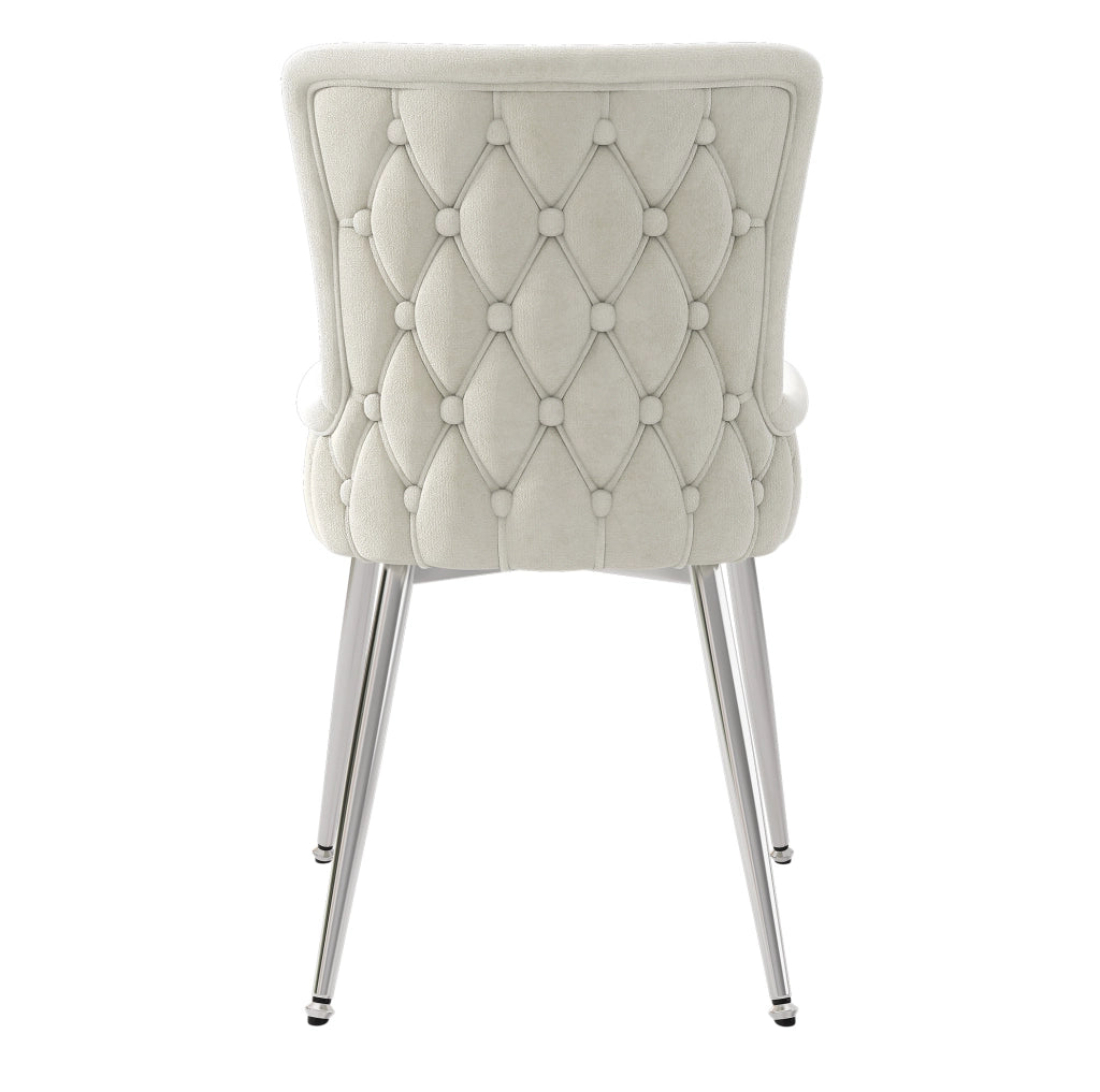 Set di 2 sedie in velluto con gambe in metallo; beige e argento