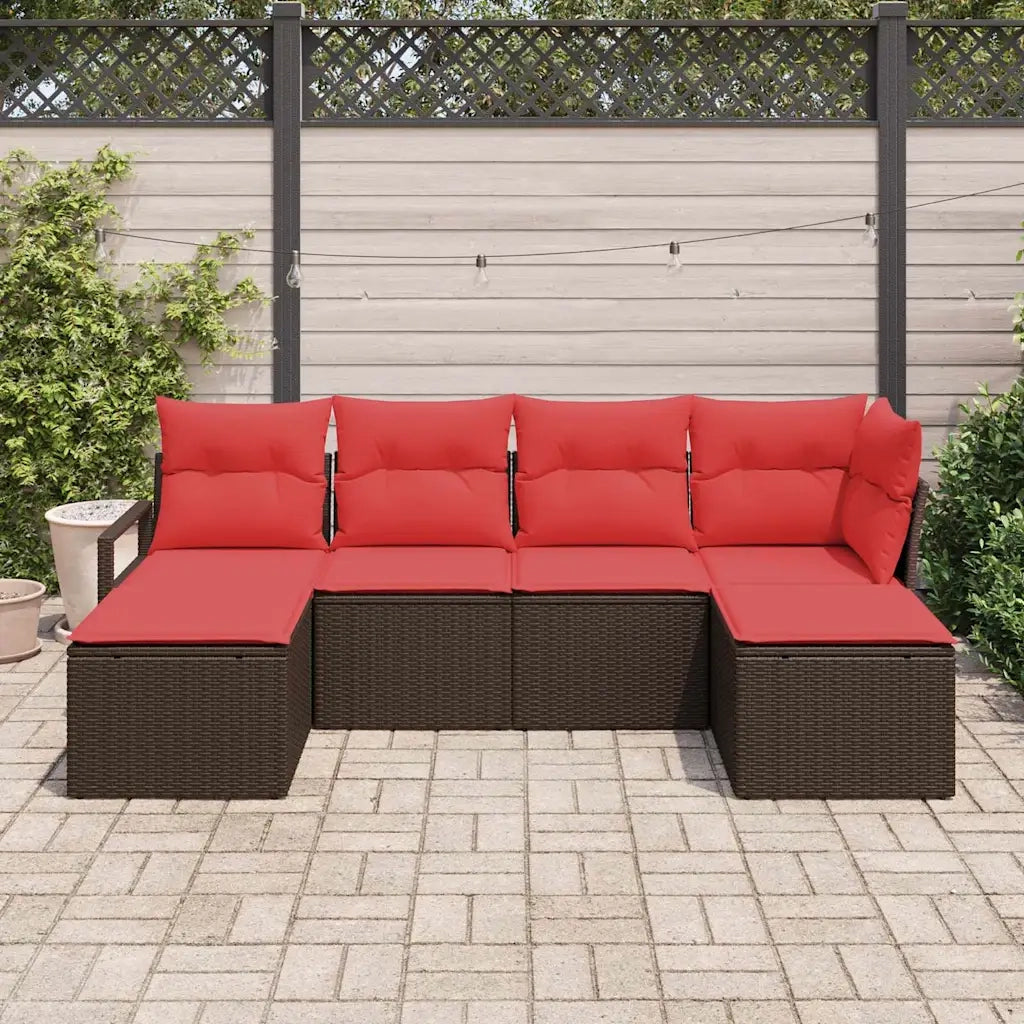 Set di divani 6 pcs Marrone polyrattan