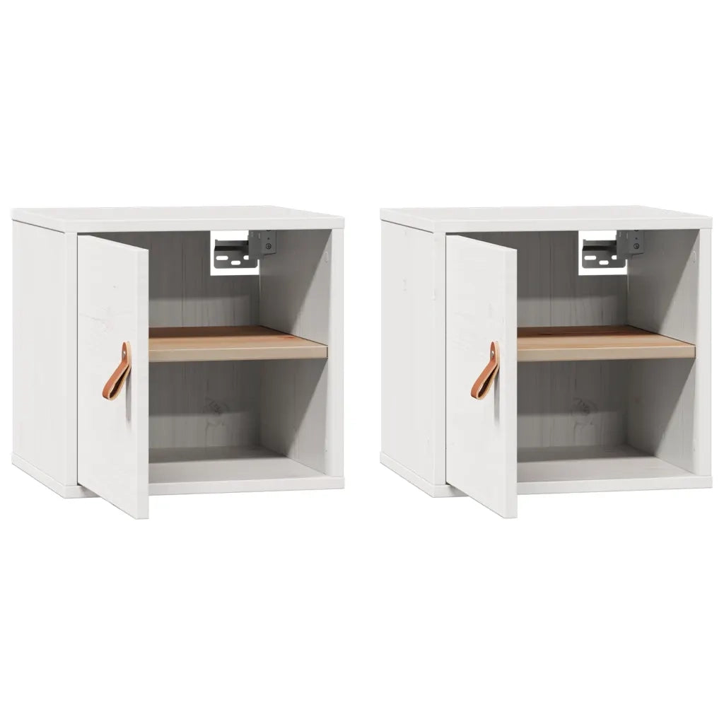 Pensili 2pz Bianchi 31,5x30x30 cm in Legno Massello di Pino 818358