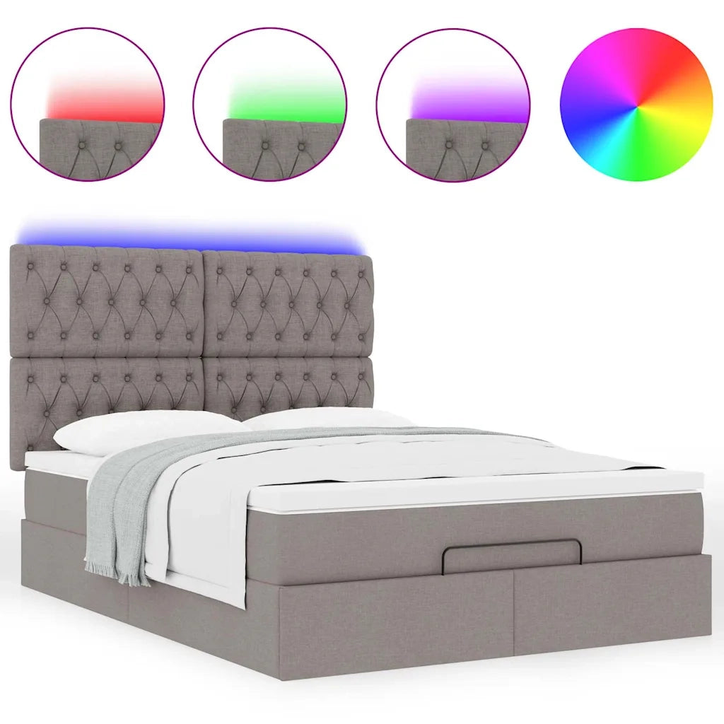 Struttura Letto Pouf con Materasso Tortora 140x190 cm Tessuto 3314090