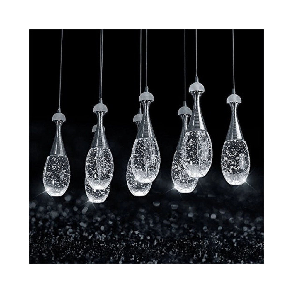 Trade Shop - Lampadario Lampada 6 Pendenti Bollicine Acciaio Soffitto Luce Led Applique Design -