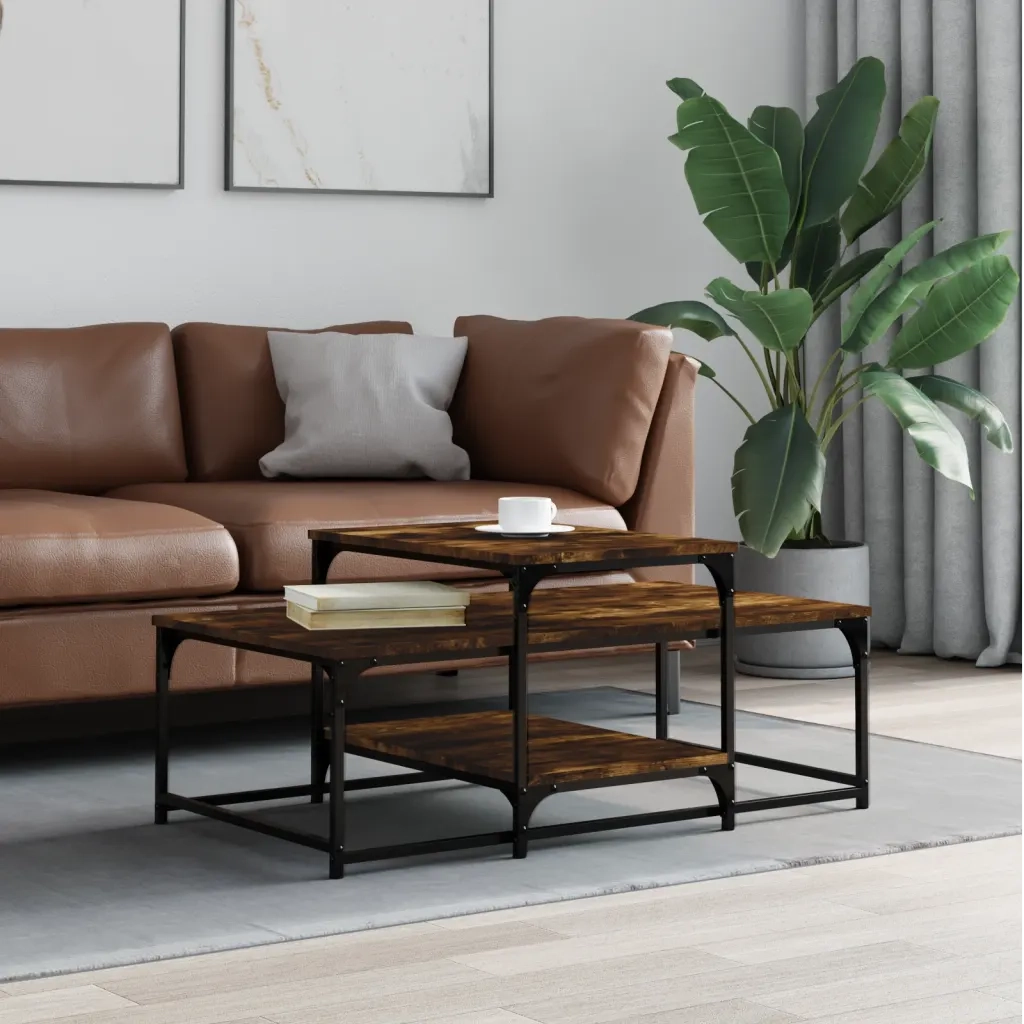 Tavolino da Salotto-Tavolino da soggiorno-Tavolo Rovere Fumo 102x60x45 cm Legno Multistrato