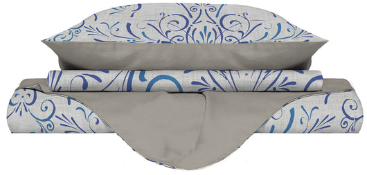Copripiumino Matrimoniale con Stampa sul Sacco e Federe Doubleface Ornato Tex