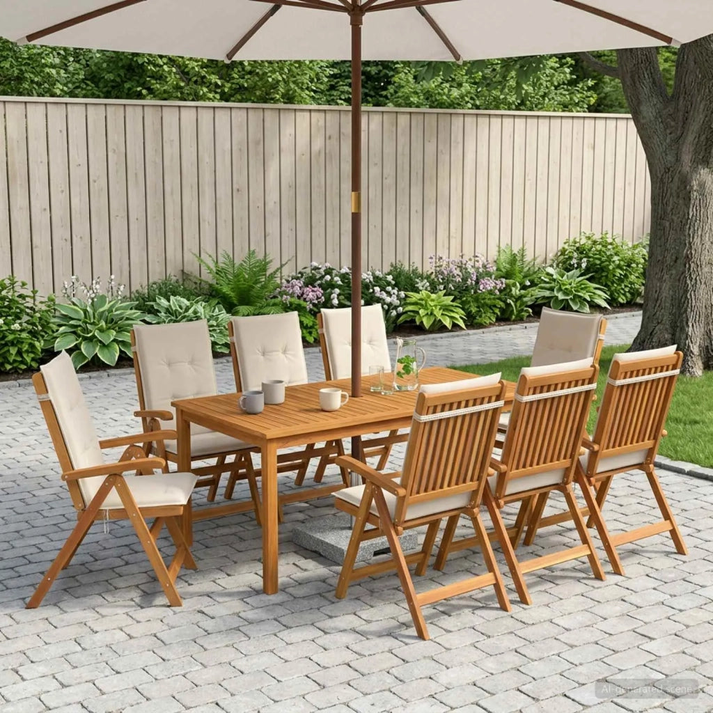 Set da pranzo da giardino da 9 pezzi 9 pz Naturale 3434626
