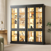 ARMADIO ALTO 160x40x180 cm Nero MDF e vetro Set 2 unità