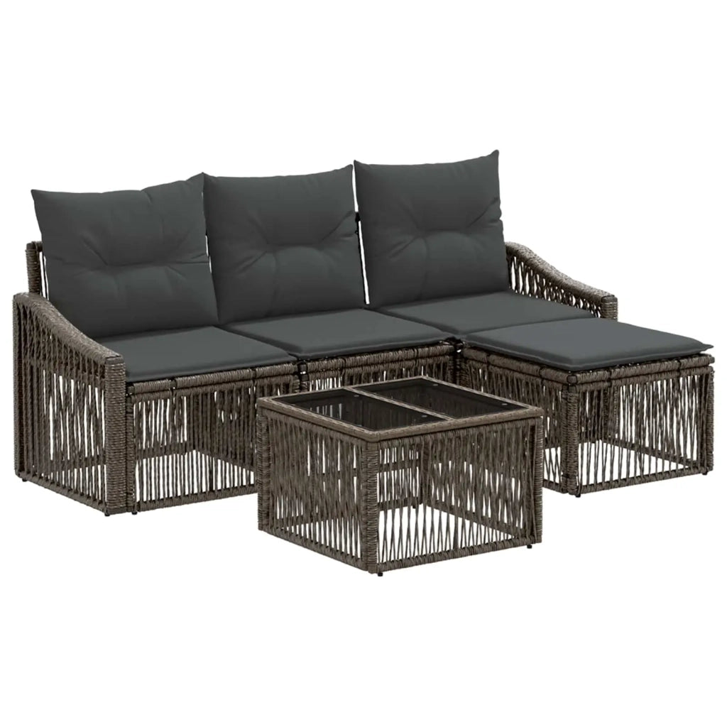 Set Divano da Giardino 5 pcs Grigio polyrattan 3435989